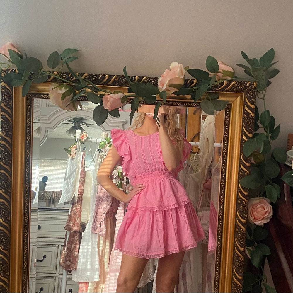 Pink Ruffled Mini Dress
